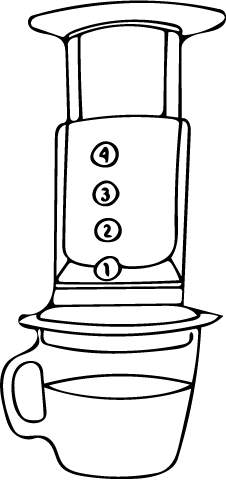 Hand-drawn illustration of an AeroPress