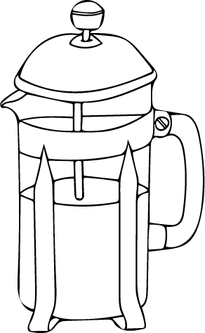 Hand-drawn illustration of a French Press